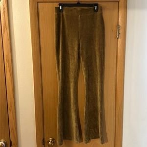 Aerie Women’s Ribbed Velour Flare Pants Gold Brown Size Medium